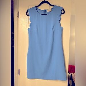 Everly light blue shift dress scalloped sleeves